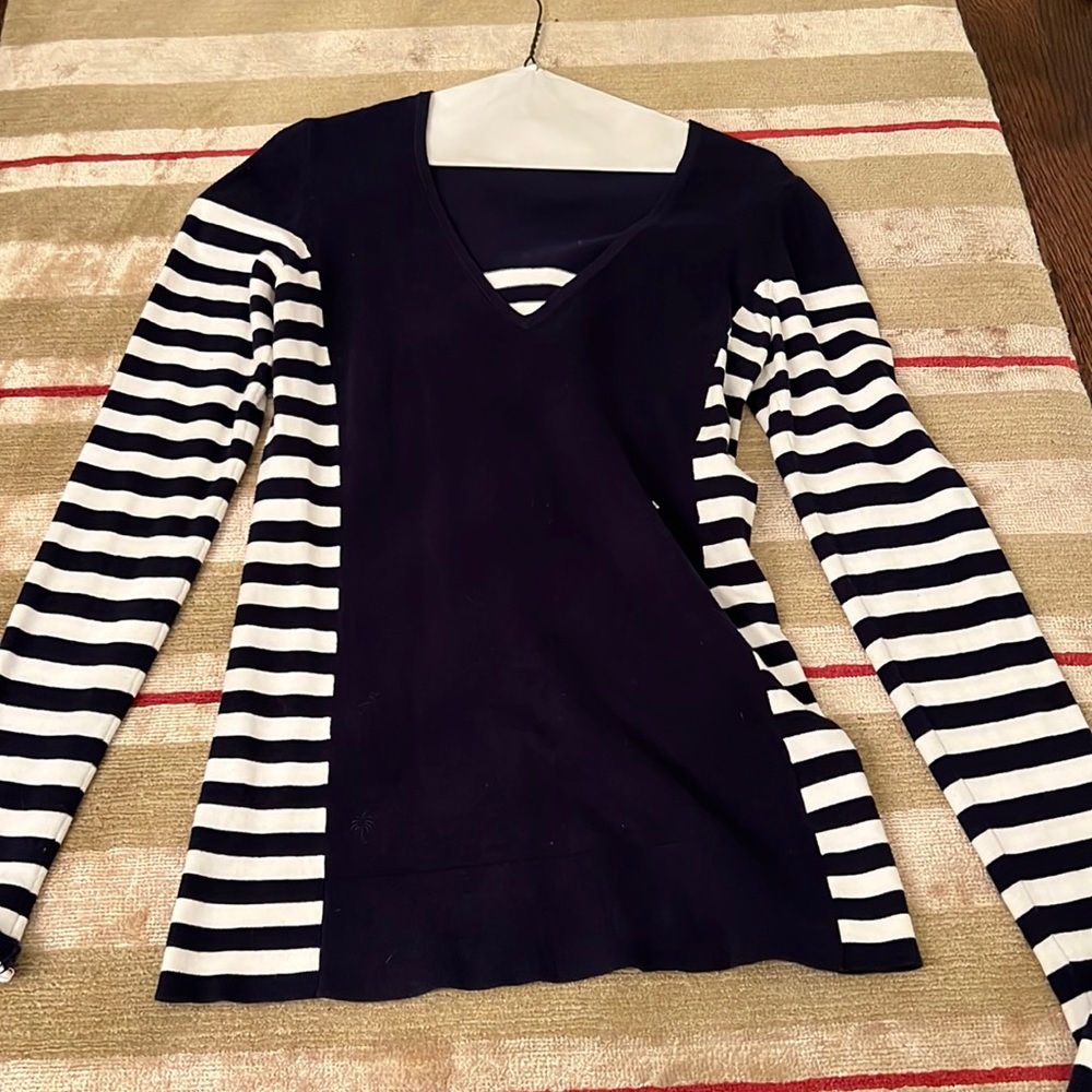 Wmns. Lilly Pulitzer Stripped Navy Sweater; S